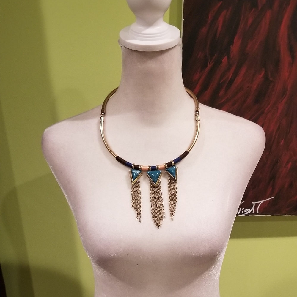 Statement Necklace With Dangling Chains